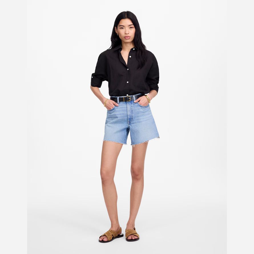 madewell droite ourlet womens shirts noir