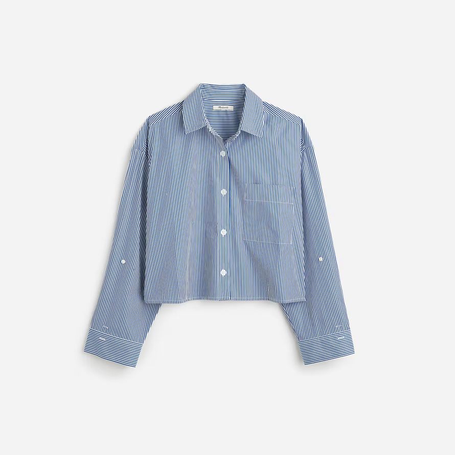 blue white womens madewell droite ourlet shirts