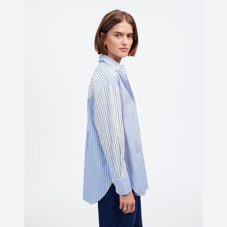 bleu blanc madewell surdimensionné de bouton-up womens shirts