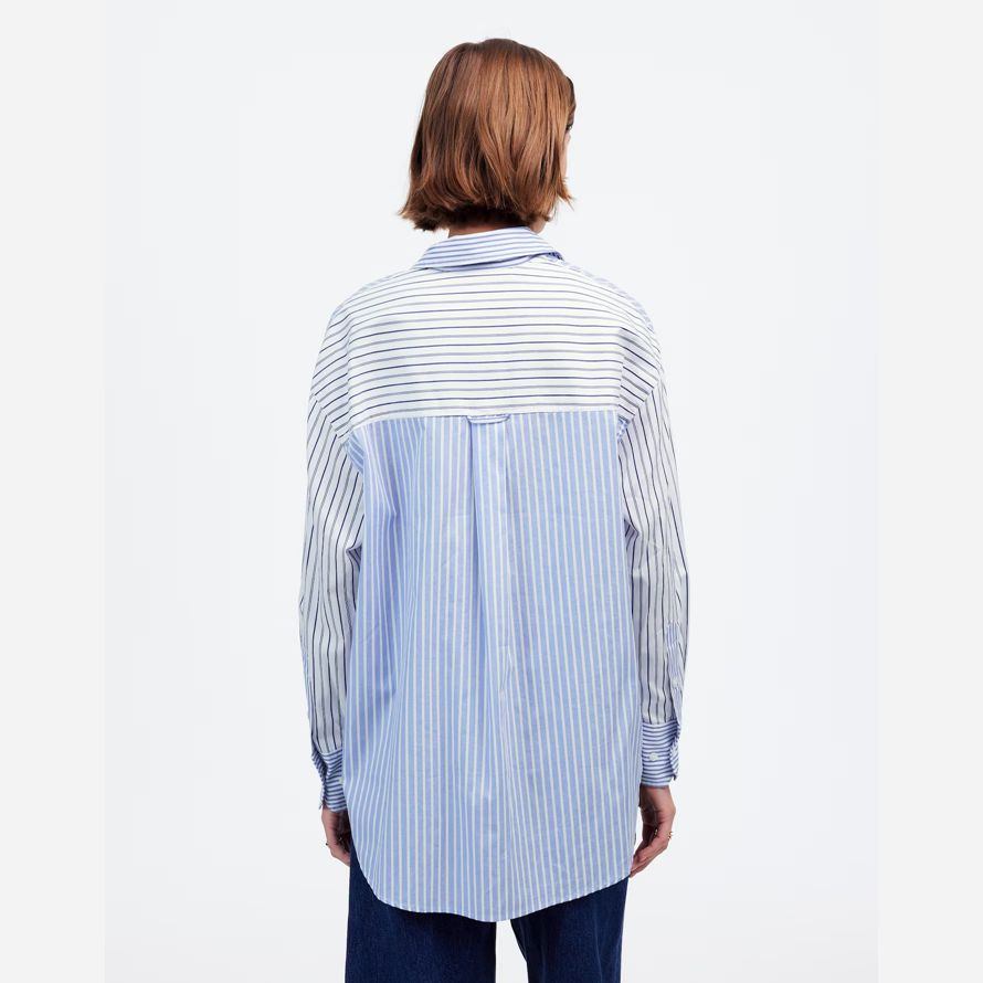 bleu blanc madewell surdimensionné de bouton-up womens shirts