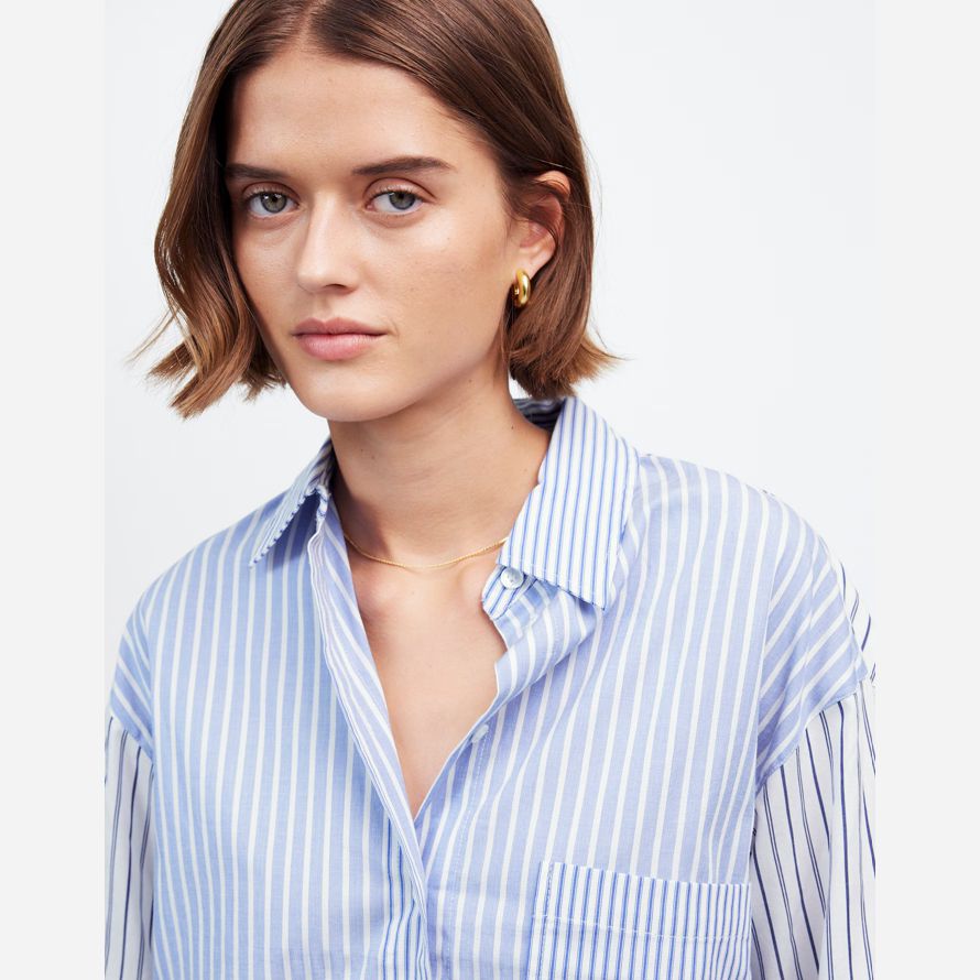 bleu blanc madewell surdimensionné de bouton-up womens shirts