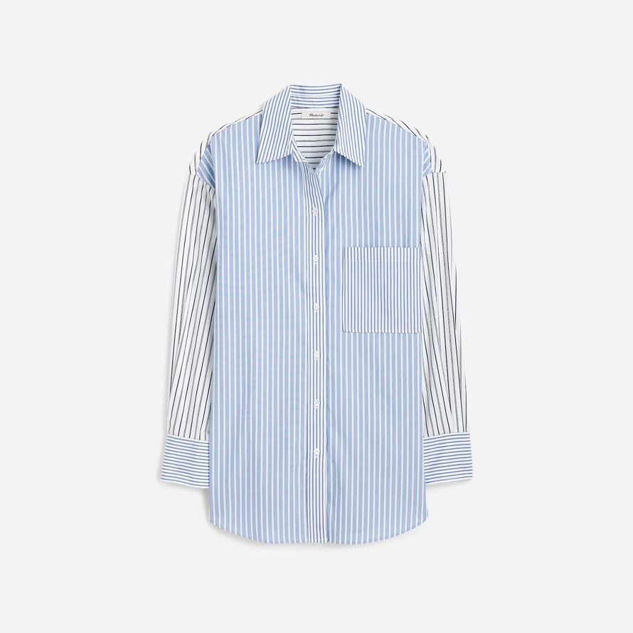 bleu blanc madewell surdimensionné de bouton-up womens shirts