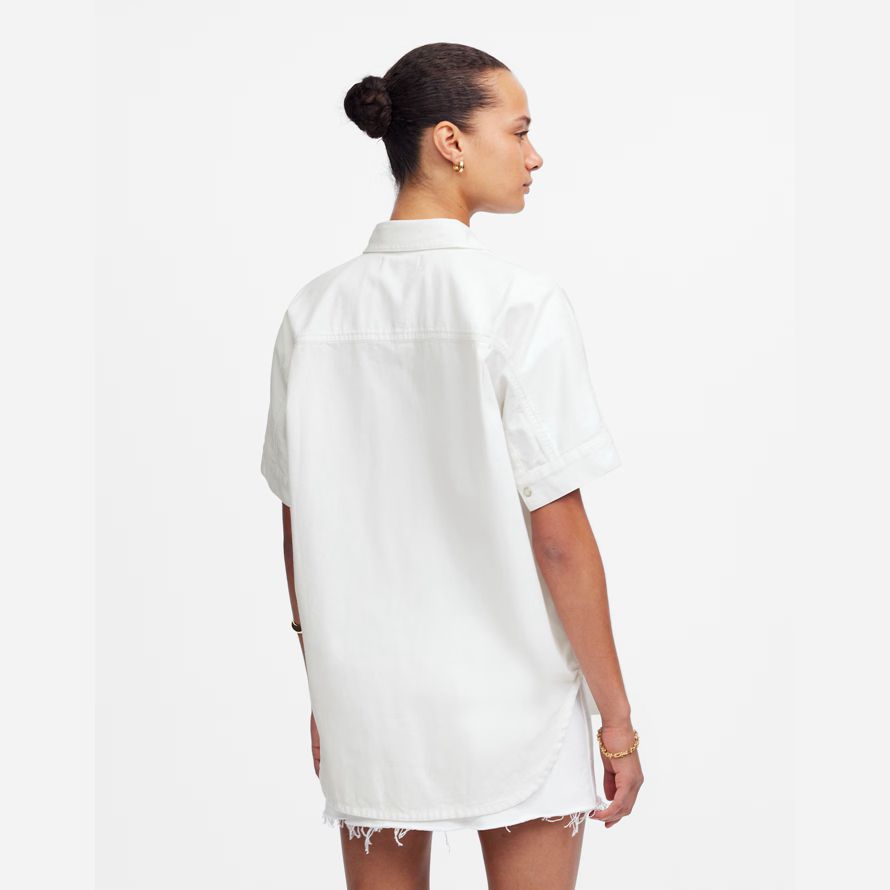 womens madewell denim À manches courtes chemises blanc