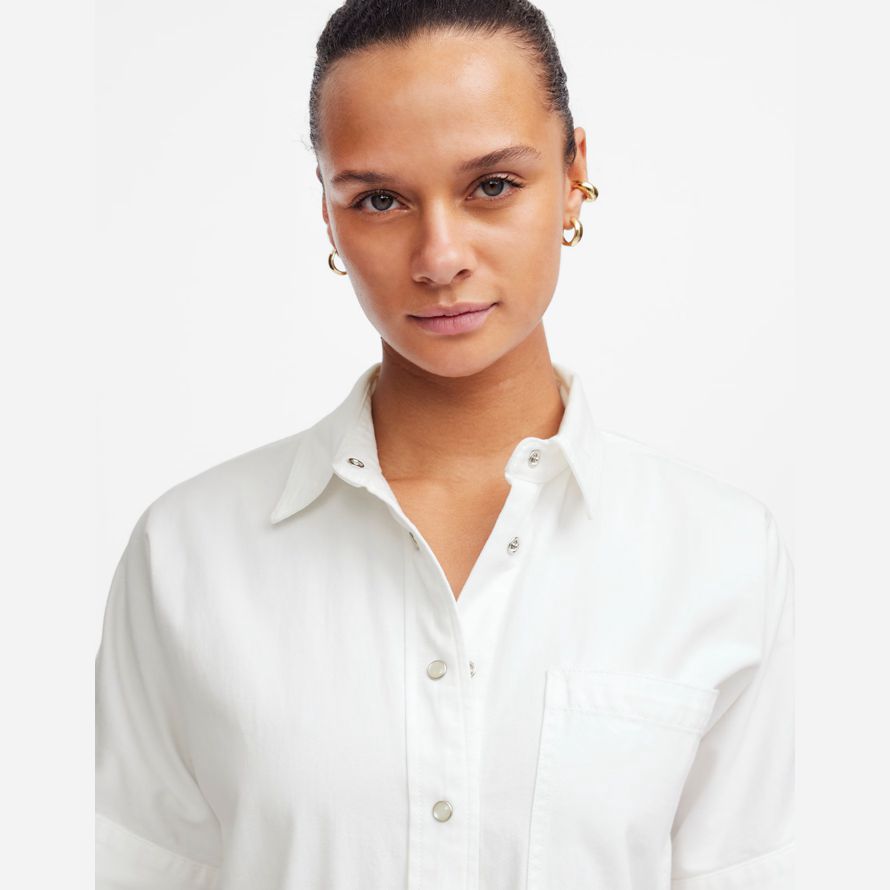 womens madewell denim À manches courtes chemises blanc