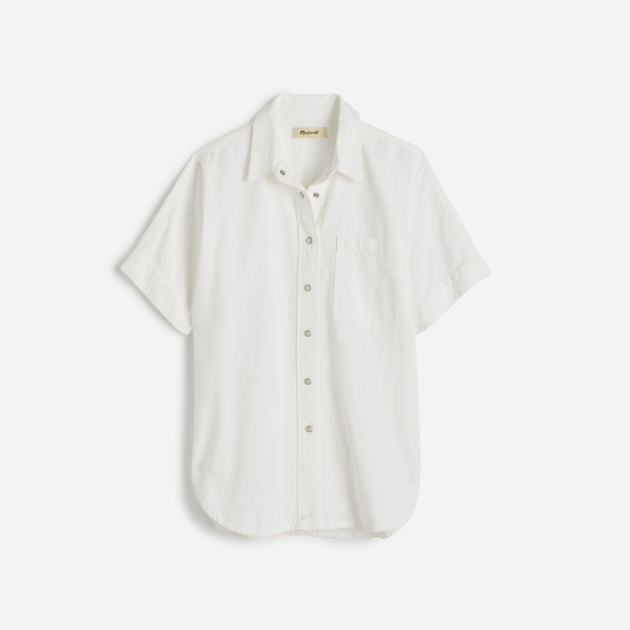 womens madewell denim À manches courtes chemises blanc