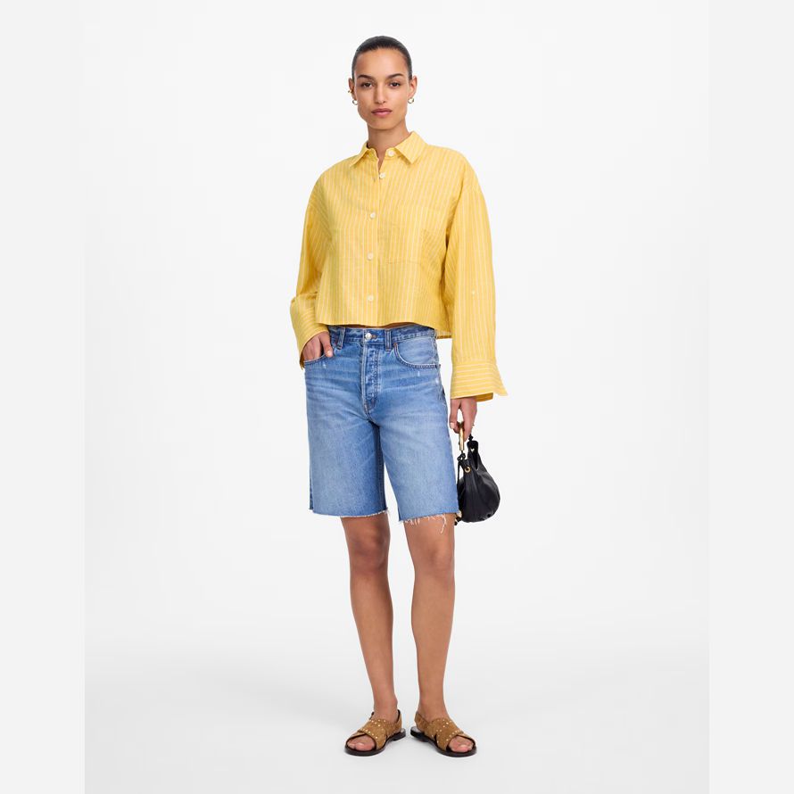 madewell droite ourlet womens shirts jaune