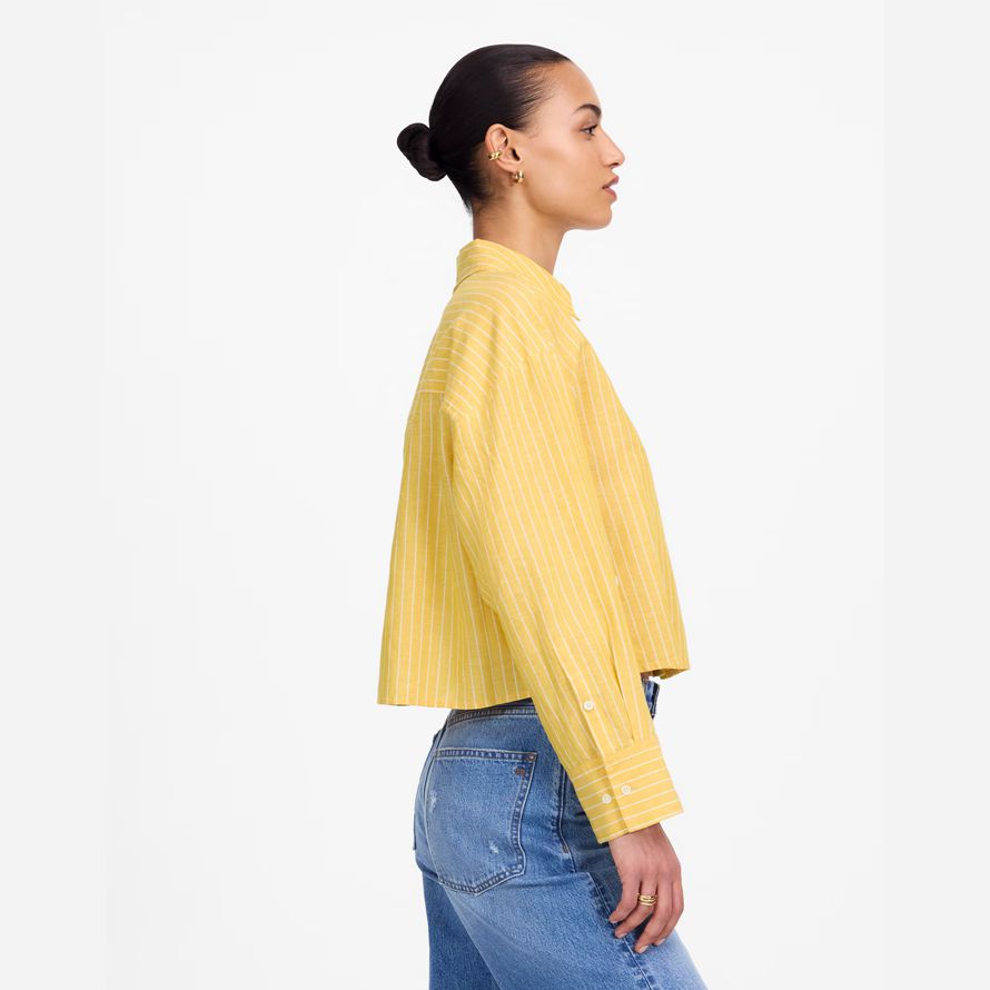 madewell droite ourlet womens shirts jaune
