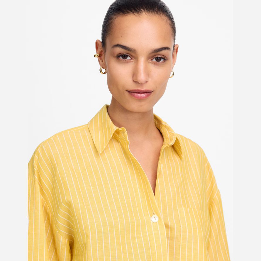 madewell droite ourlet womens shirts jaune