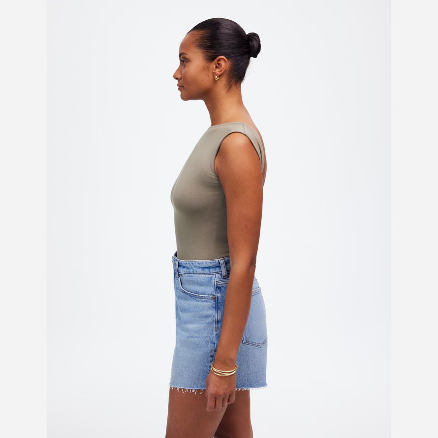 light blue womens madewell rondes vintage parfait de la mi-longueur denim shorts