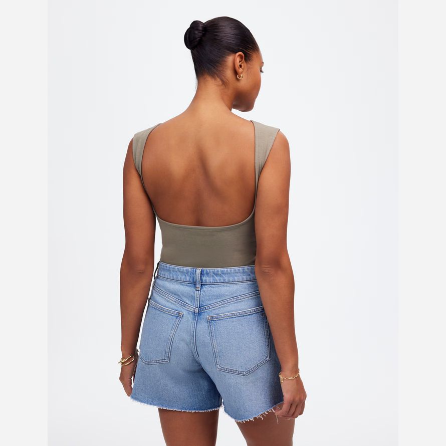 light blue womens madewell rondes vintage parfait de la mi-longueur denim shorts