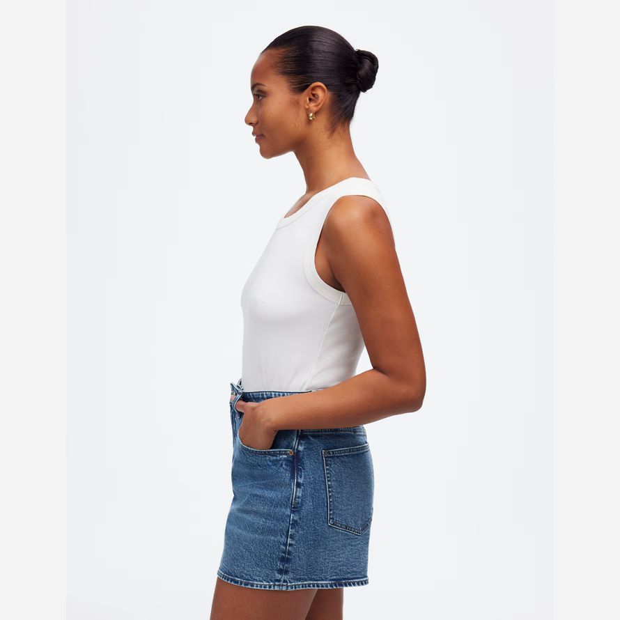 madewell rondes vintage parfait de la mi-longueur denim shorts femmes bleu