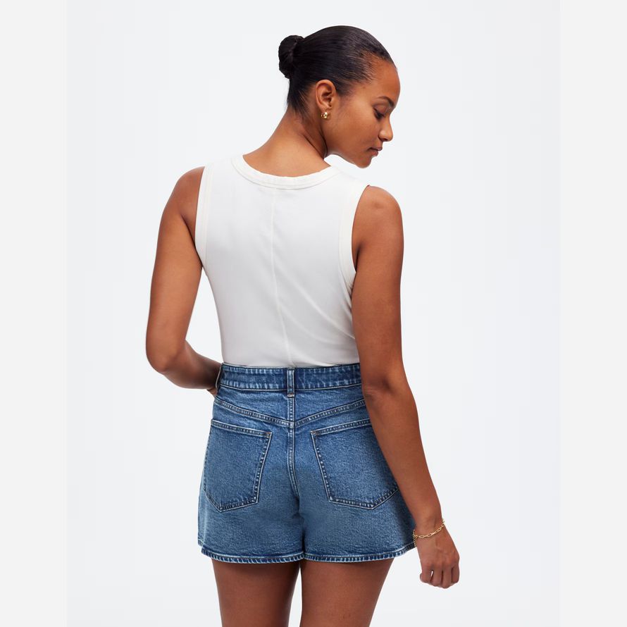 madewell rondes vintage parfait de la mi-longueur denim shorts femmes bleu