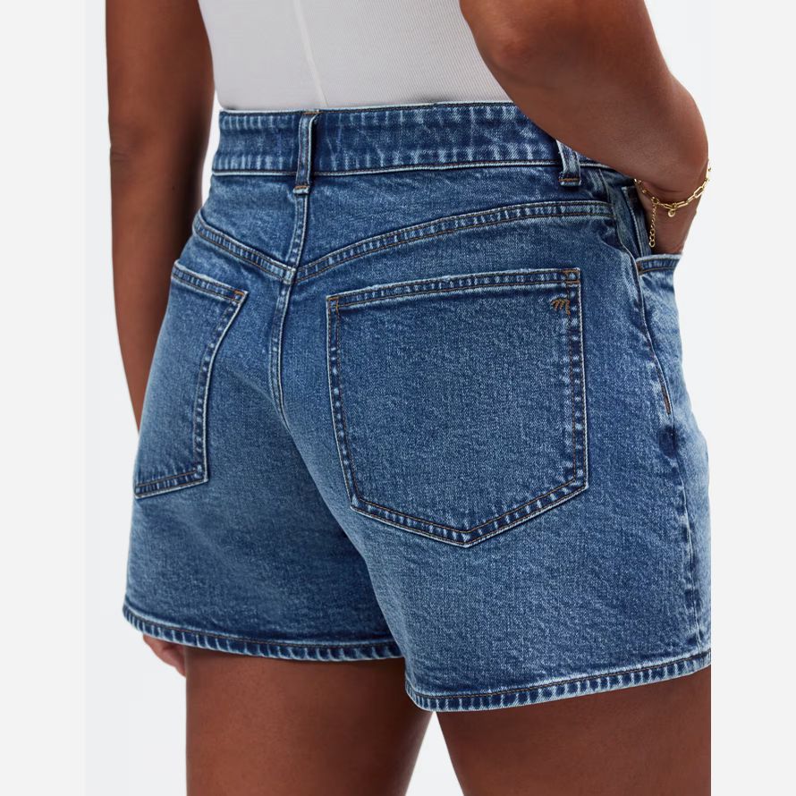 madewell rondes vintage parfait de la mi-longueur denim shorts femmes bleu