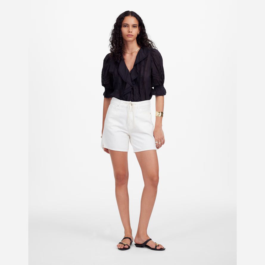 blanc madewell cordon de serrage denim shorts femmes