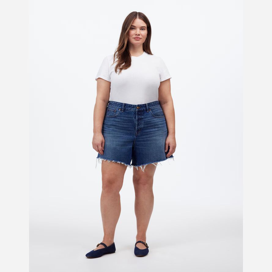 blue womens madewell le plus brynn short long