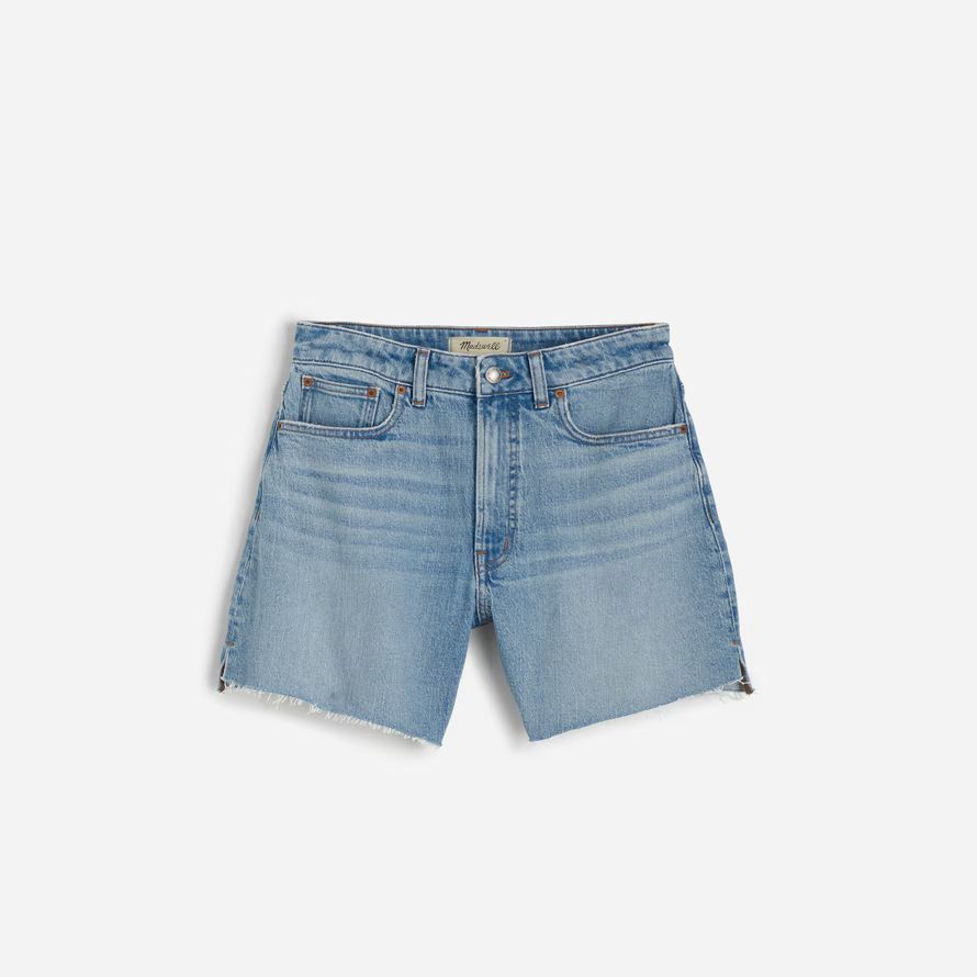 madewell millésime parfait de la mi-longueur denim shorts femmes bleu clair