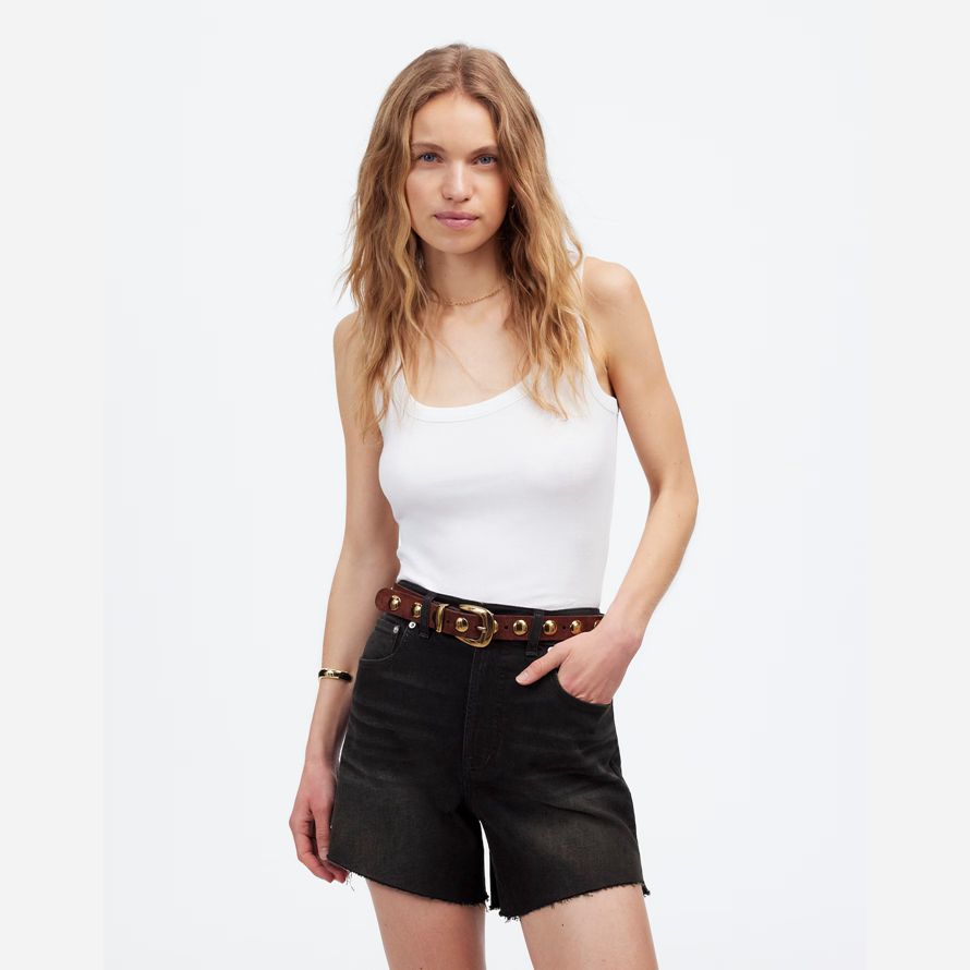 noir madewell millésime parfait de la mi-longueur denim shorts femmes