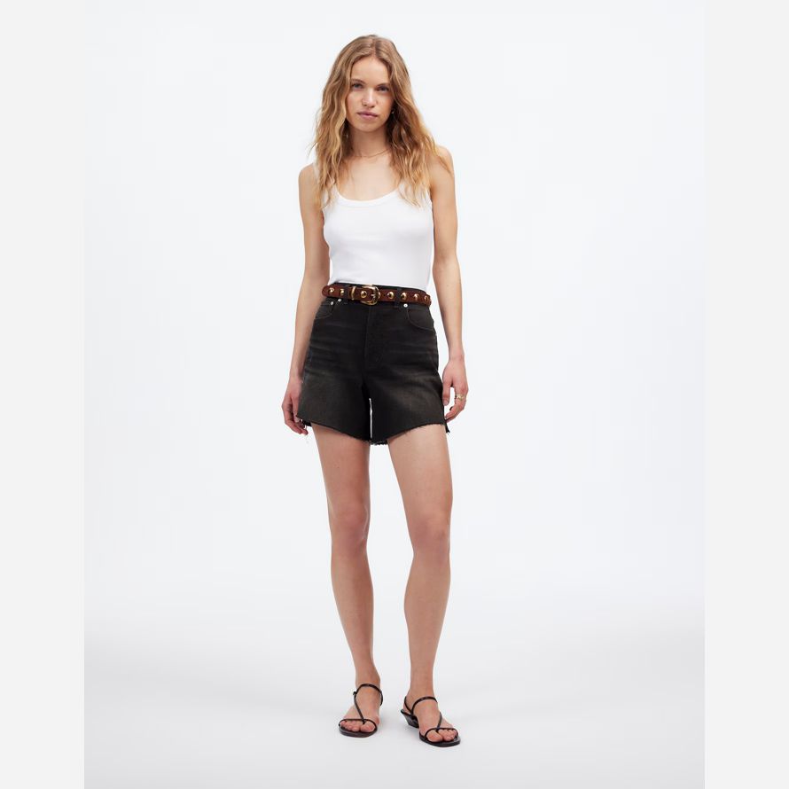 noir madewell millésime parfait de la mi-longueur denim shorts femmes