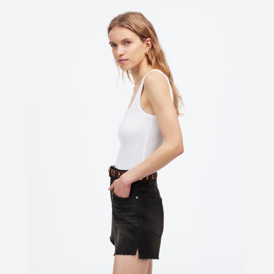 noir madewell millésime parfait de la mi-longueur denim shorts femmes