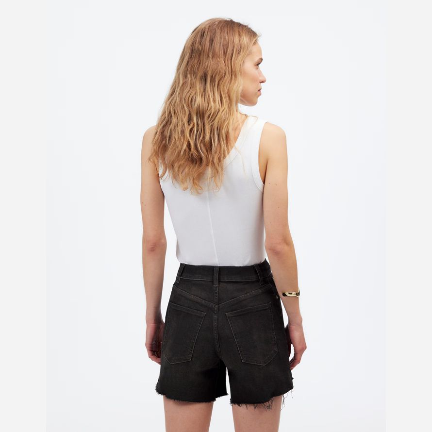 noir madewell millésime parfait de la mi-longueur denim shorts femmes