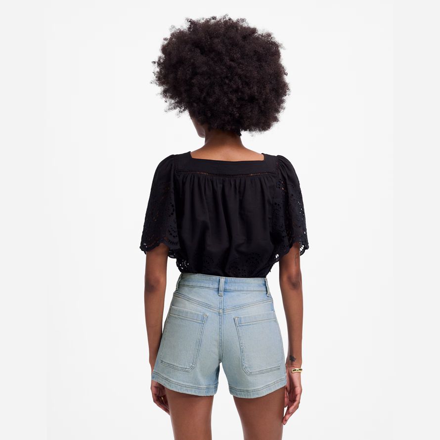 womens madewell le denim emmett short bleu clair