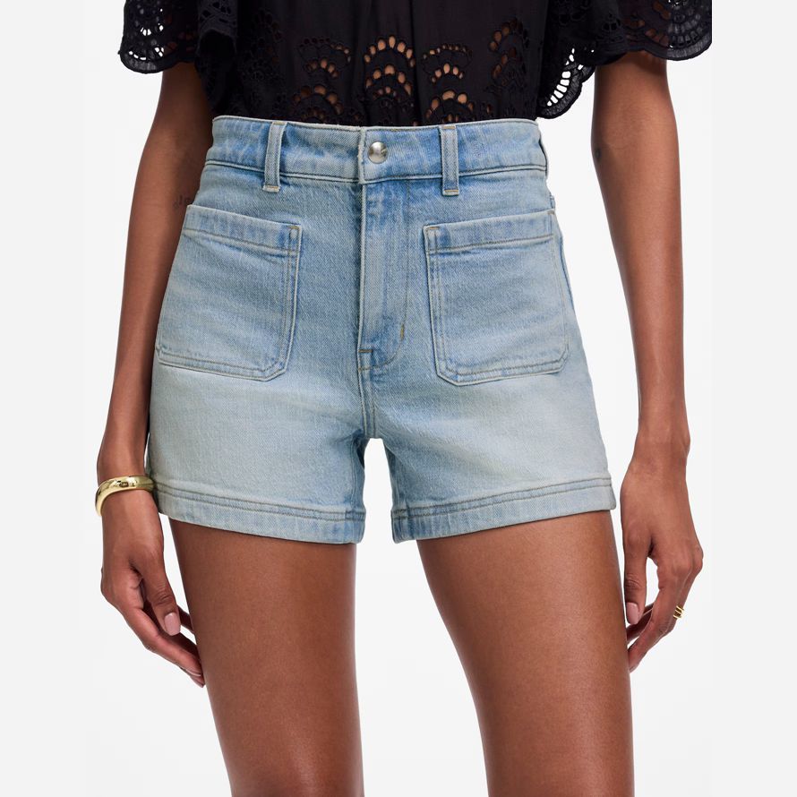 womens madewell le denim emmett short bleu clair