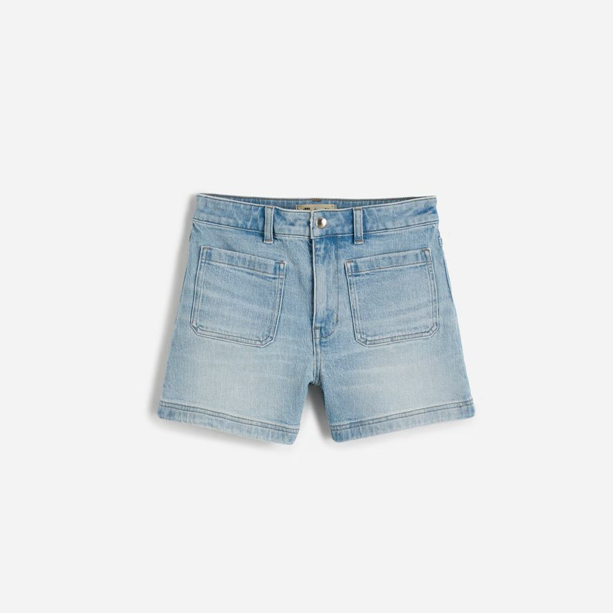 womens madewell le denim emmett short bleu clair