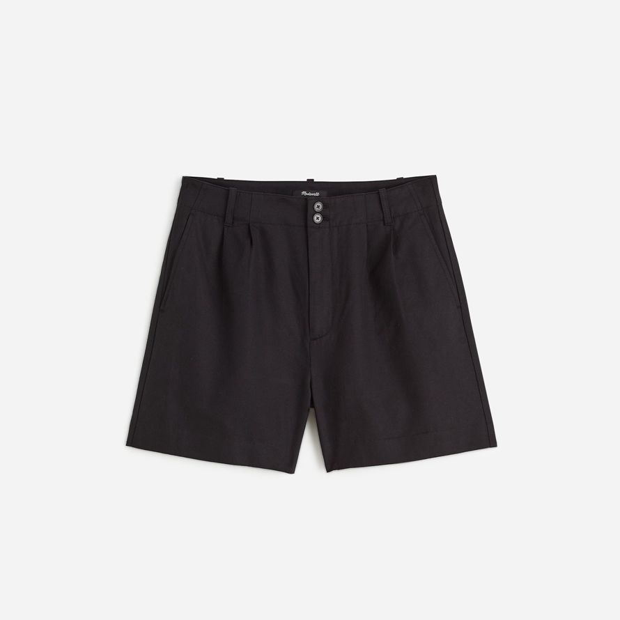 womens madewell la drapey twill short plissé noir