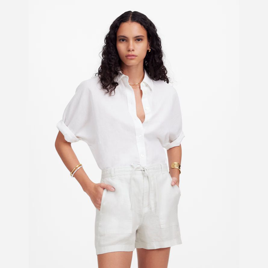 womens madewell de traction sur le cordon de serrage short blanc