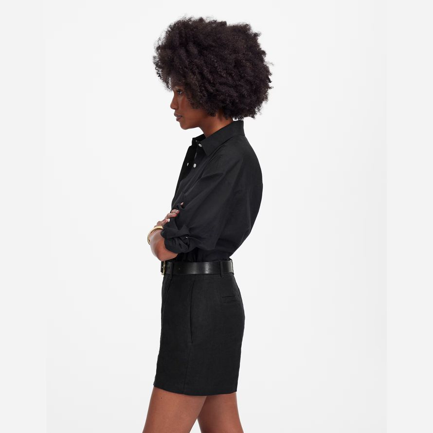 black womens madewell pintucked shorts