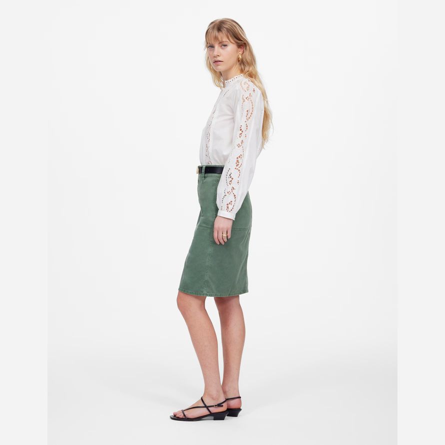 madewell utilitaire midi jupe femmes vert