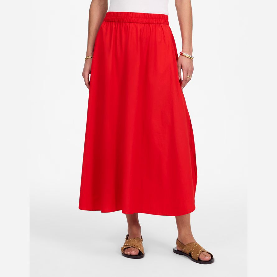 madewell popeline midi jupe femmes-rouge