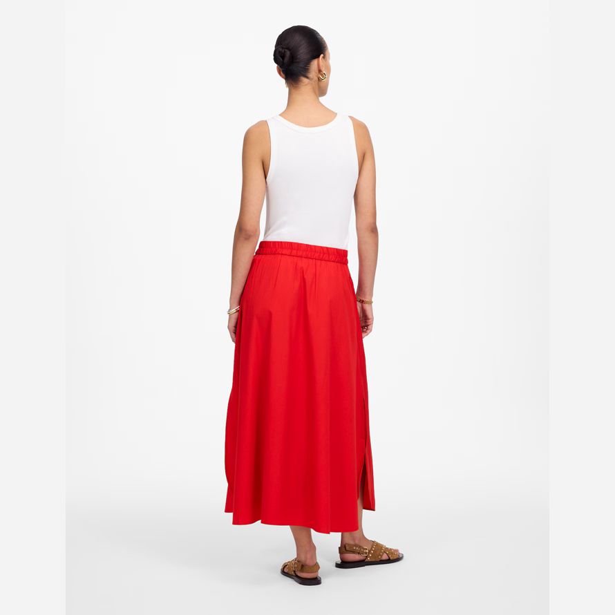 madewell popeline midi jupe femmes-rouge