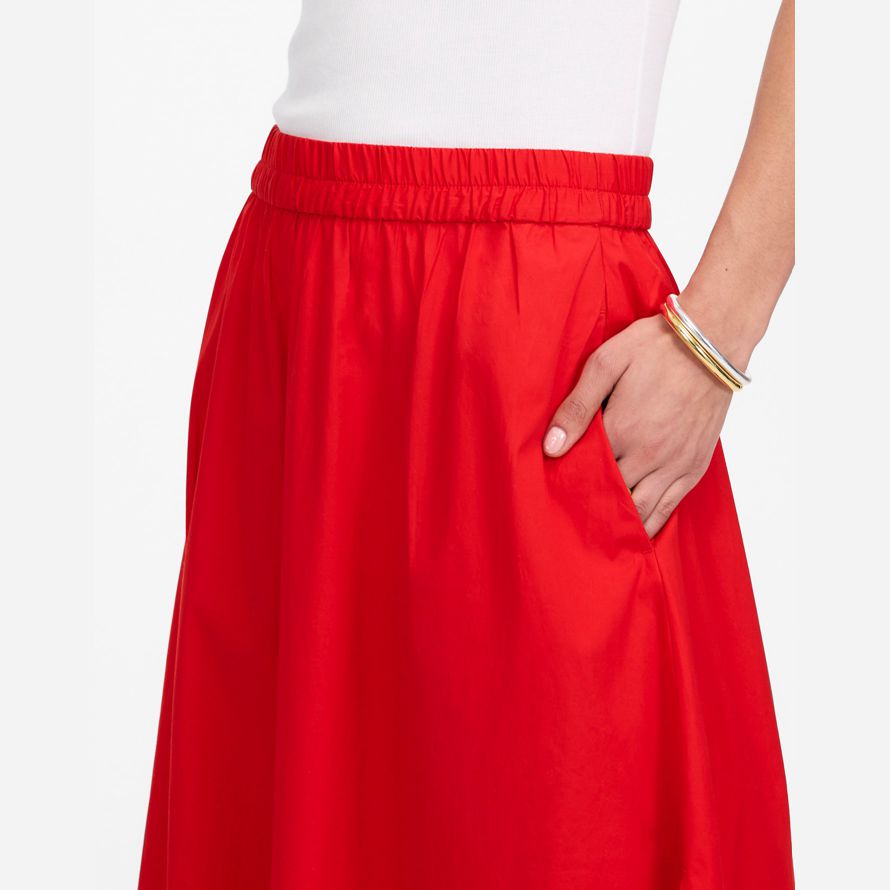 madewell popeline midi jupe femmes-rouge