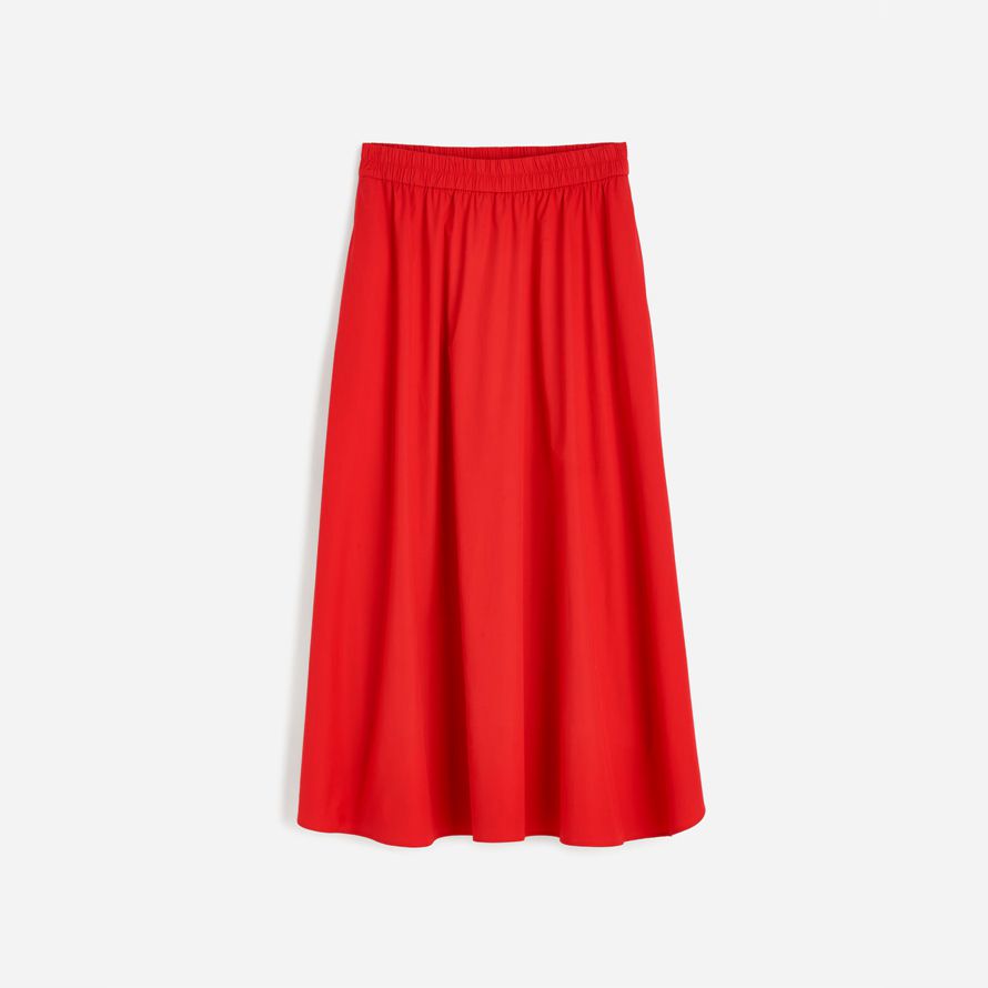 madewell popeline midi jupe femmes-rouge
