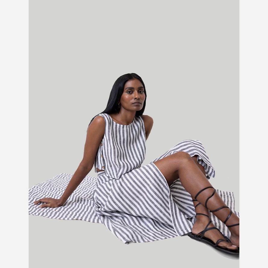 madewell reistor chevauchement midi jupe femmes-blanc bleu