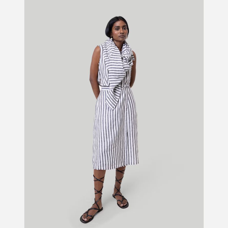 madewell reistor chevauchement midi jupe femmes-blanc bleu