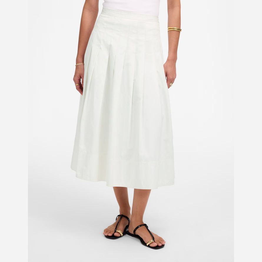 white womens madewell plissée jupe midi