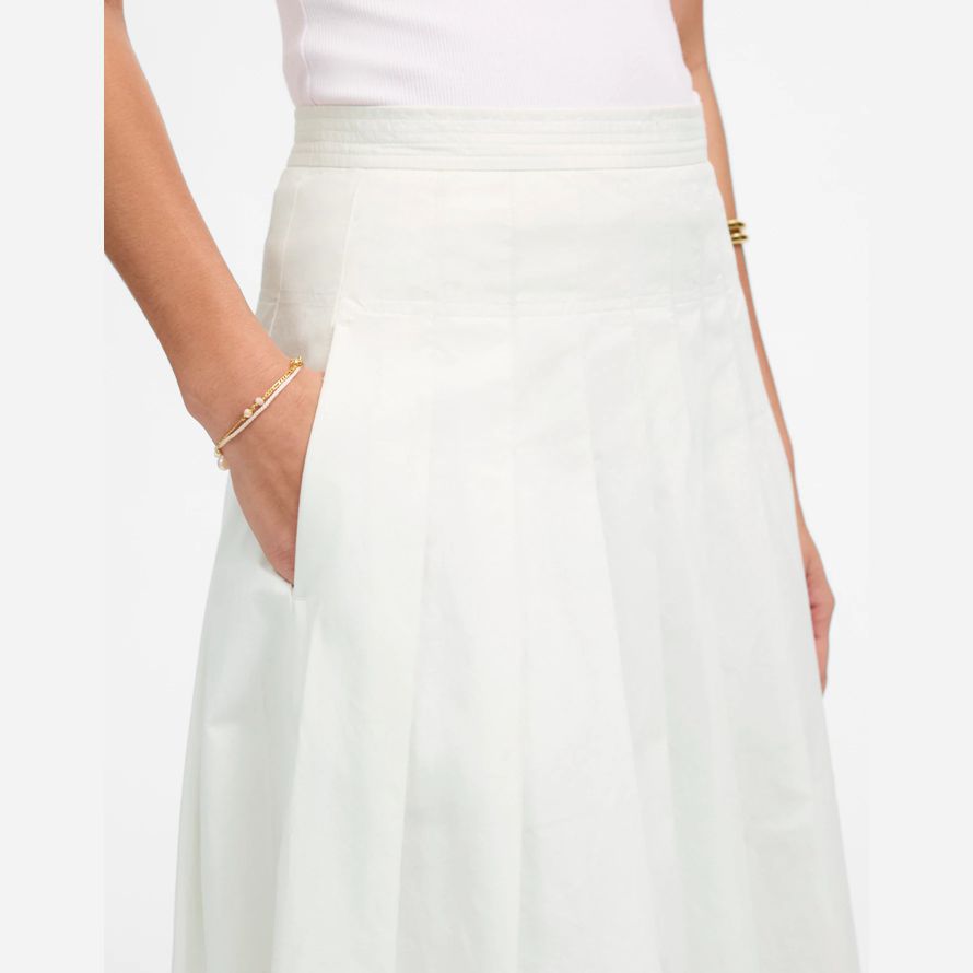 white womens madewell plissée jupe midi