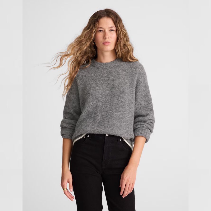 gris madewell cloudsoft de chute de lÉpaule encolure ras du cou chandail de femmes