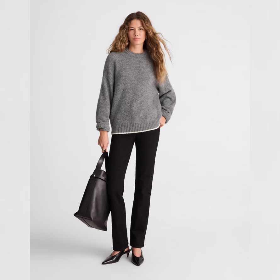 gris madewell cloudsoft de chute de lÉpaule encolure ras du cou chandail de femmes