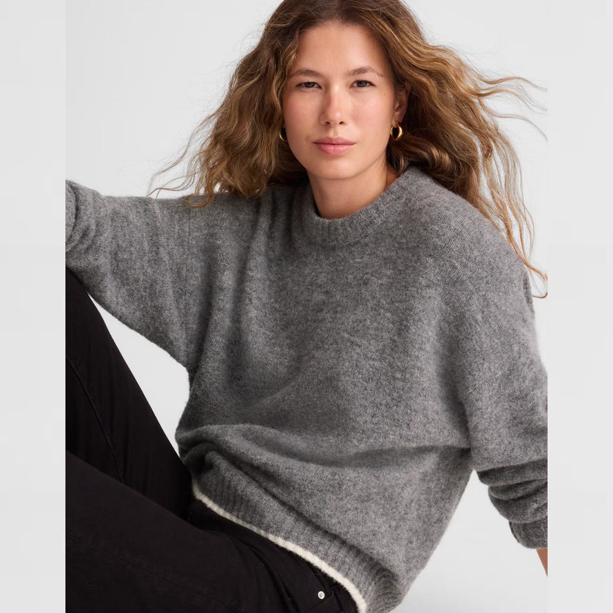 gris madewell cloudsoft de chute de lÉpaule encolure ras du cou chandail de femmes
