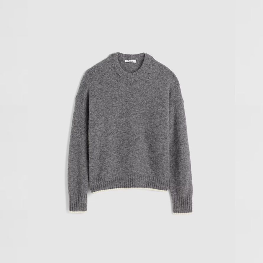gris madewell cloudsoft de chute de lÉpaule encolure ras du cou chandail de femmes