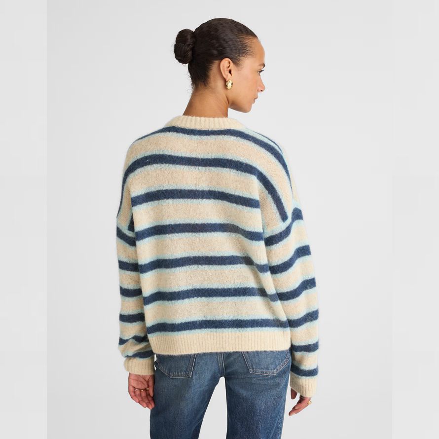 bleu foncé beige bleu womens madewell rayé pull en alpaga chandail