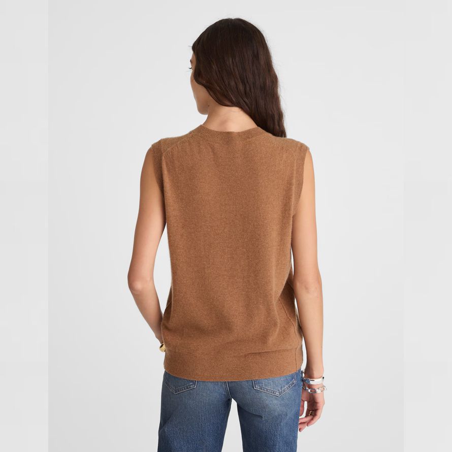 madewell cachemire col en v sans manches femmes chandail brun