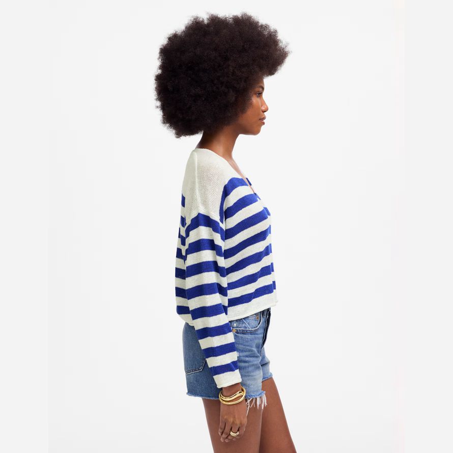 bleu blanc madewell linge de v-cou chandail de femmes