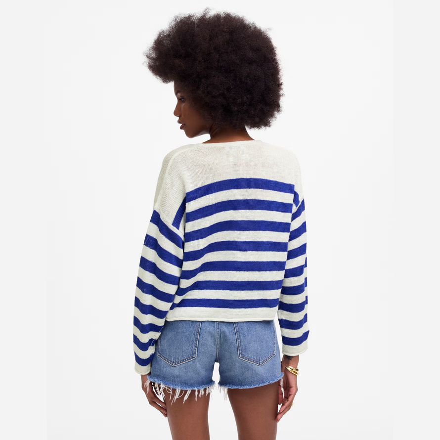 bleu blanc madewell linge de v-cou chandail de femmes