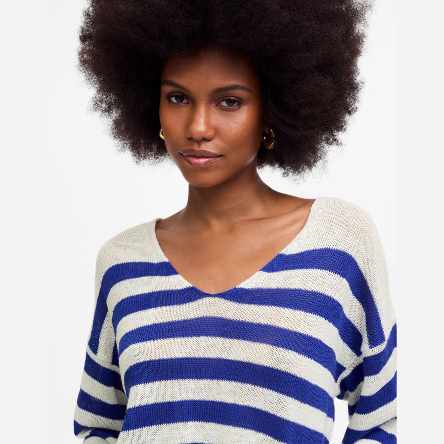 bleu blanc madewell linge de v-cou chandail de femmes