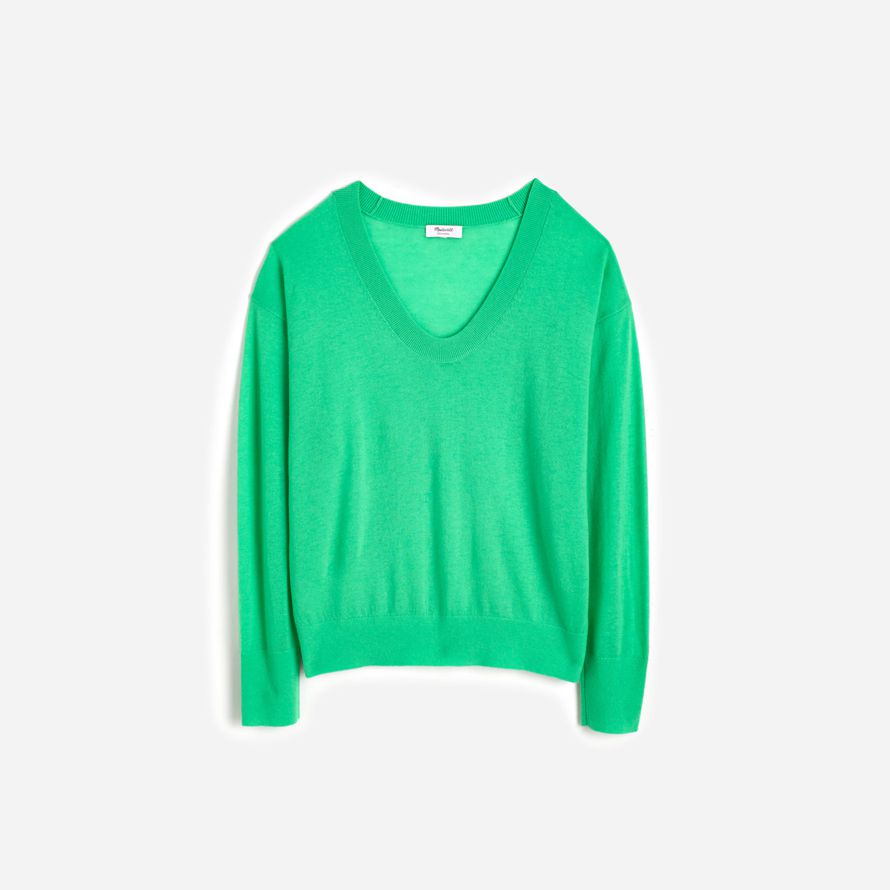 womens madewell cachemire u-neck pullover pull vert