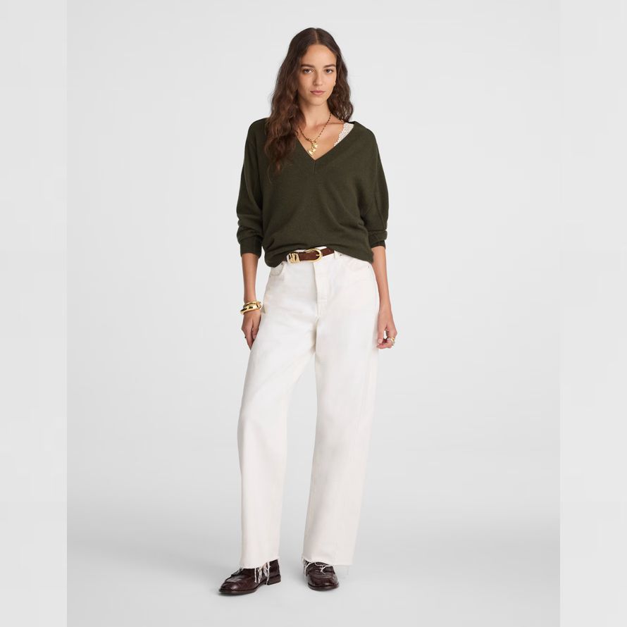 olive womens madewell v en cachemire pull À col